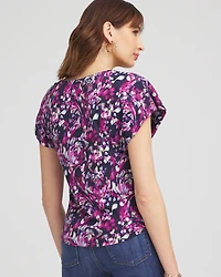 Abstract Slub Keyhole Neck Tee
