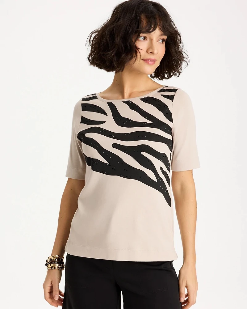Zebra Pima Elbow Sleeve Tee