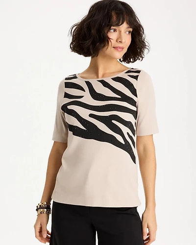 Zebra Pima Elbow Sleeve Tee