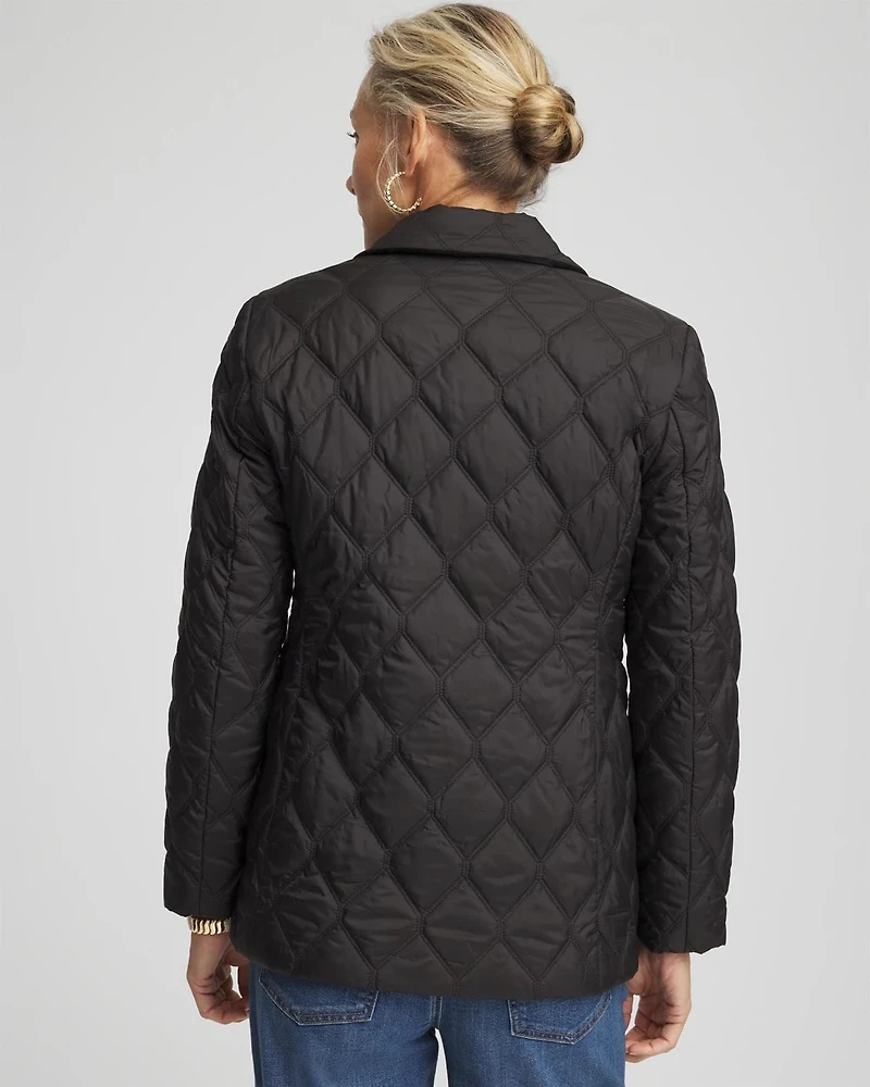 Nylon Quilted Double Breasted Blazer