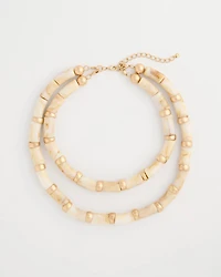 White Beaded Double-Strand Necklace