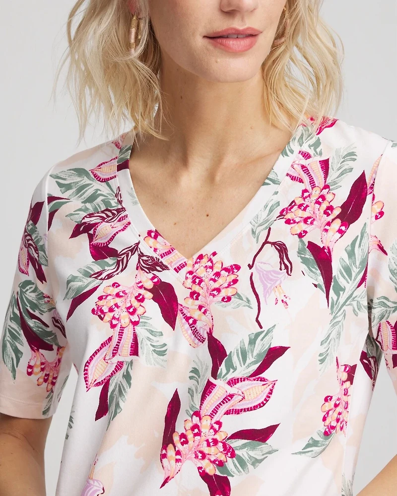 Floral Elbow-Sleeve Perfect Tee