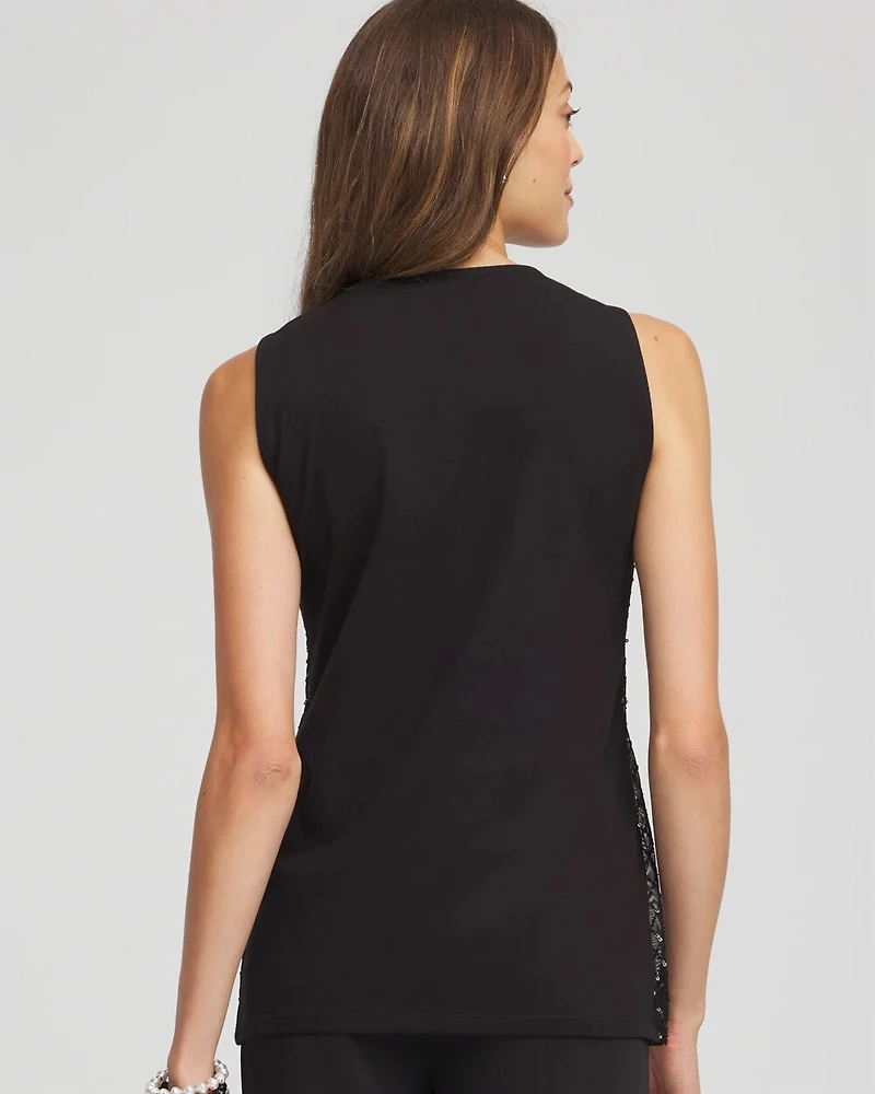 Sequin Beaded Notch Neck Tank