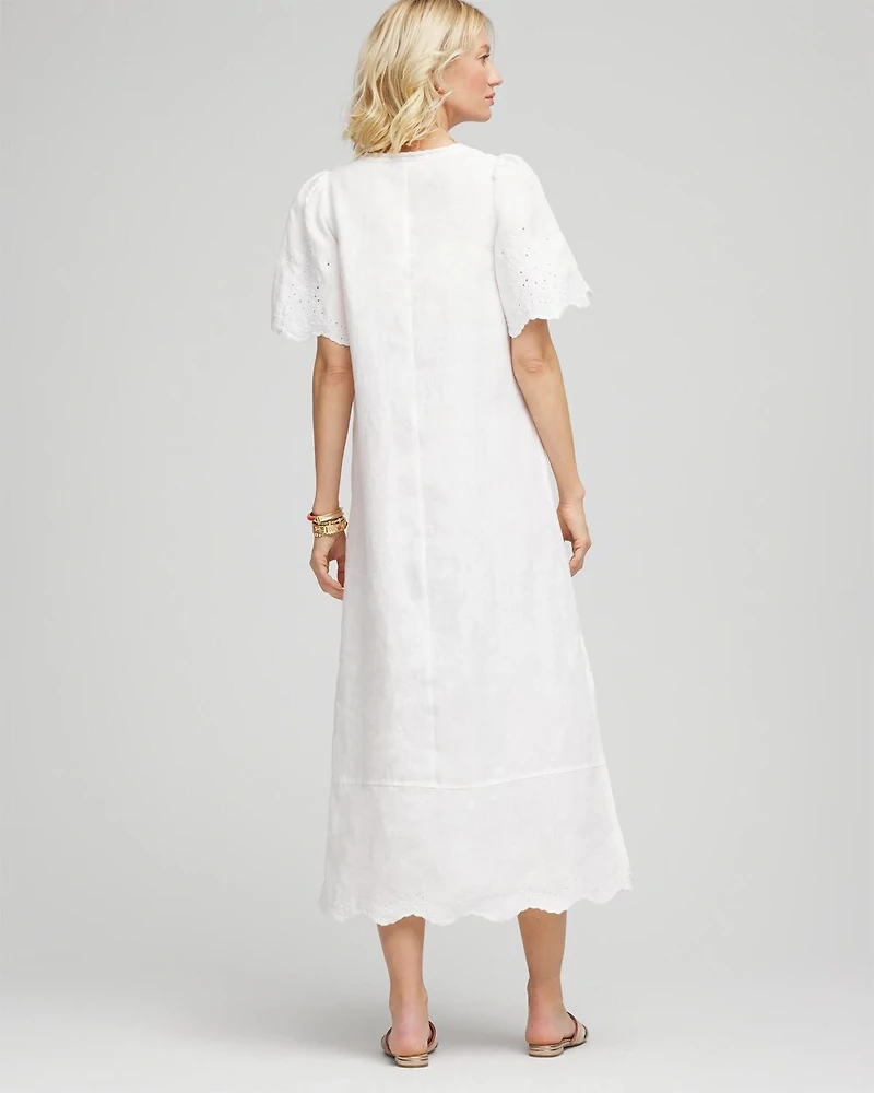 Linen V-Neck Cutout Maxi Dress