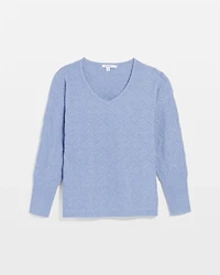 V-Neck Cable-knit Pullover Sweater