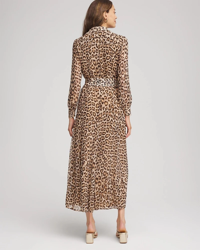 Cheetah-Print Godet Dress