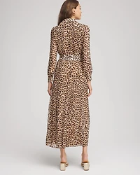 Cheetah-Print Godet Dress