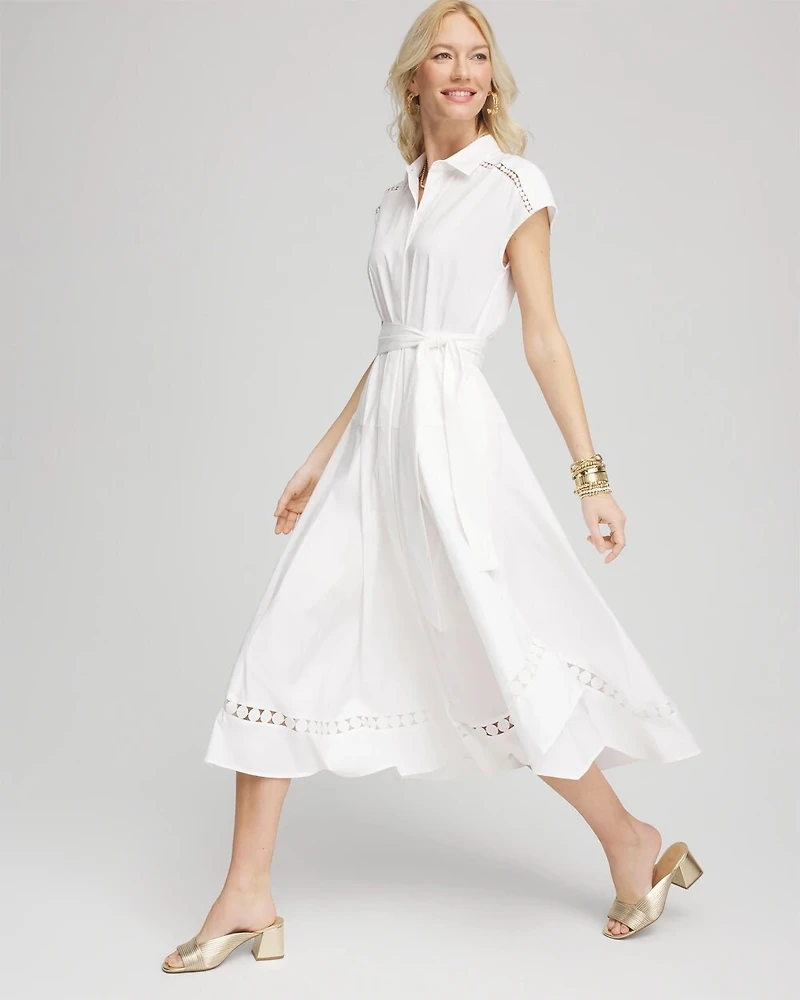 Poplin Circle Trim Maxi Shirtdress