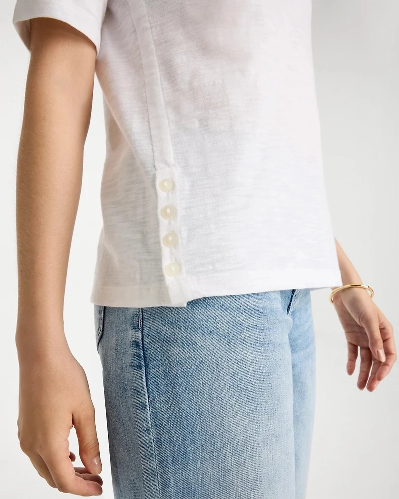 Slub Crewneck Button Tee