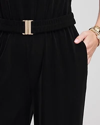 Petite Travelers™ Belted Velvet Jumpsuit
