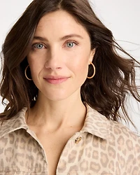 Goldtone Textured Hoop Earrings