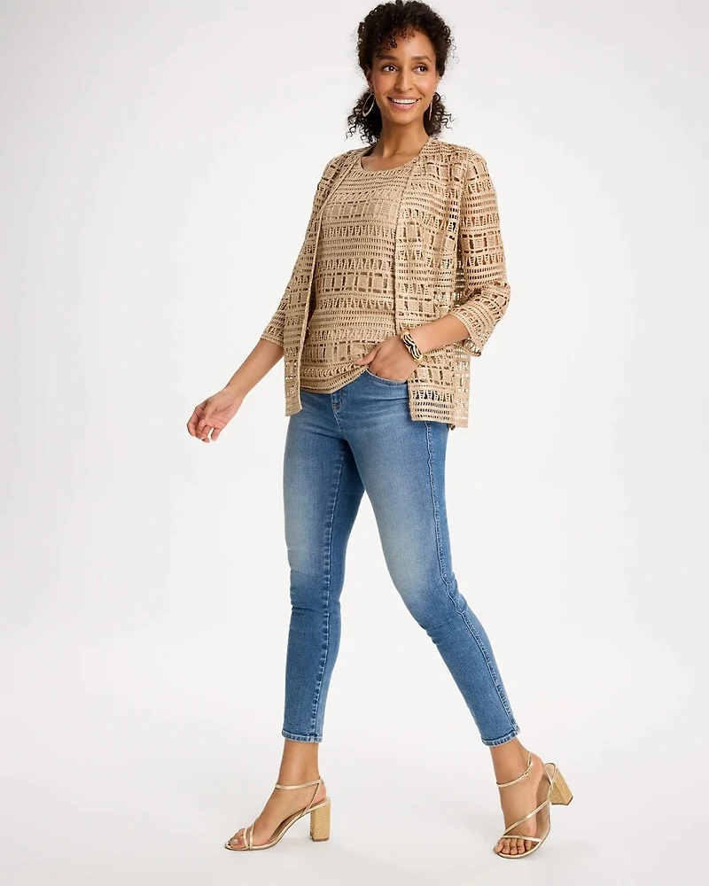Travelers™ Metallic Crochet Cardigan