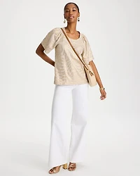 Cotton Foiled Shirred Tee