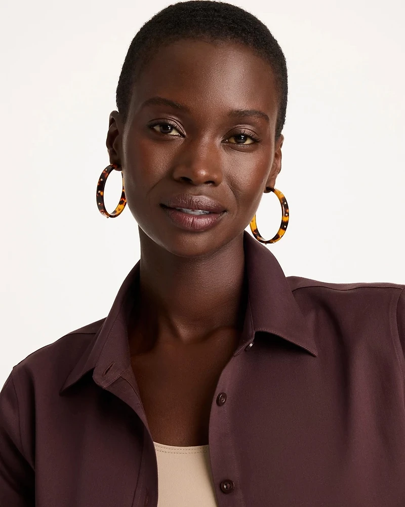 Tortoise Resin Hoop Earrings