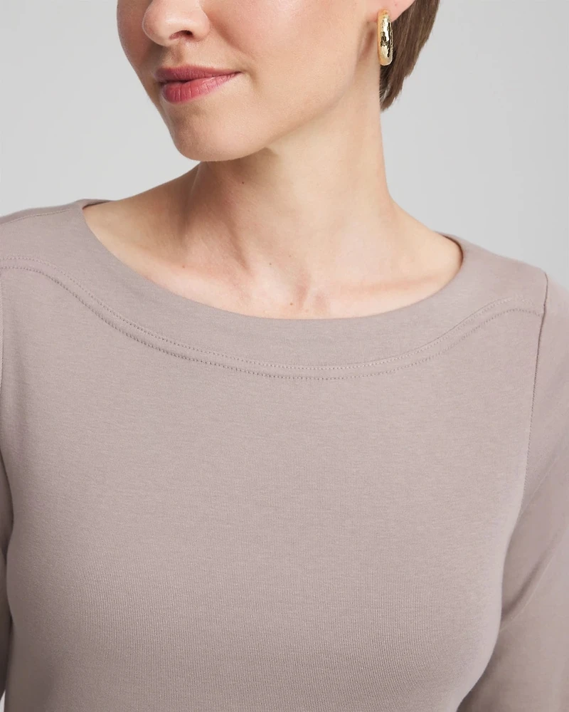 Stretch Cotton Boatneck Tunic