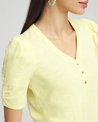 Slub Split Neck Henley Tee
