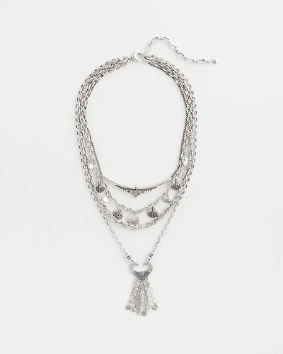 Multi Strand Silver Tone Convertible Necklace