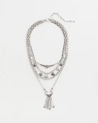Multi Strand Silver Tone Convertible Necklace