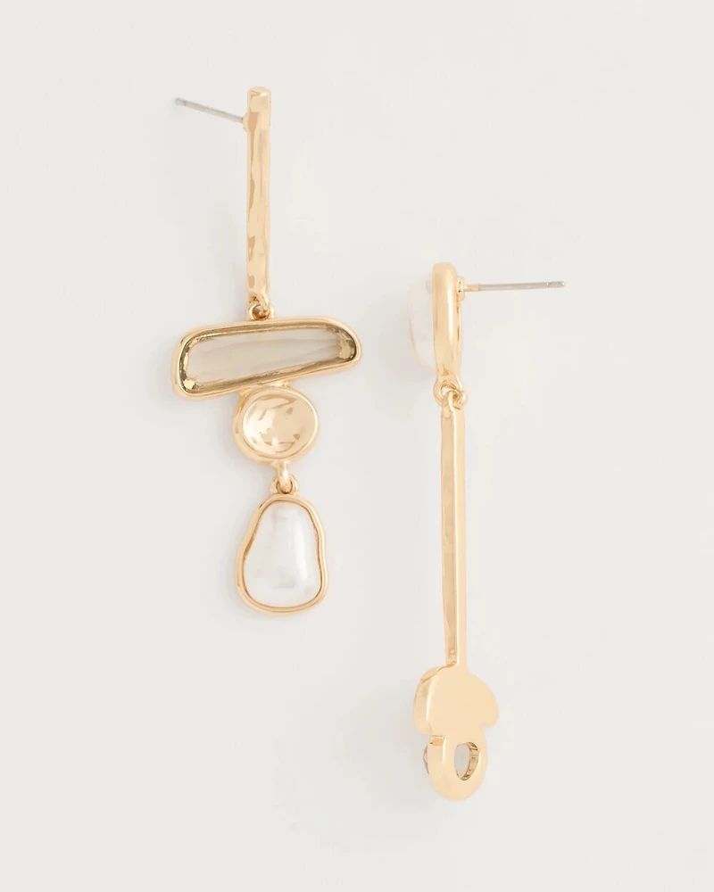 Asymmetrical Pearlescent Linear Earrings