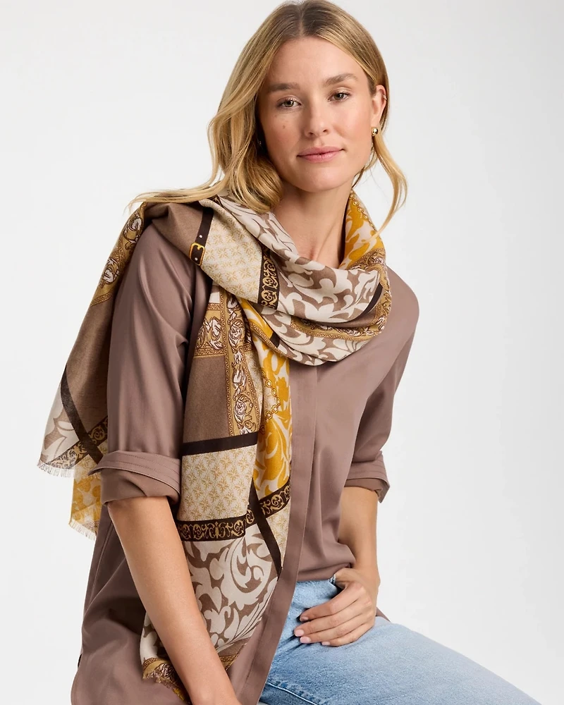 Paisley Print Block Oblong Scarf