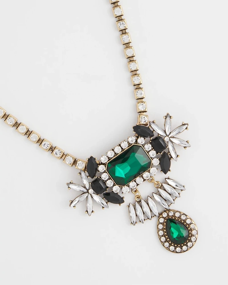 Emerald Green Art Deco Pendant Necklace
