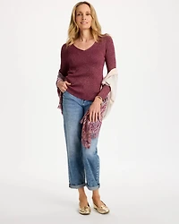 Ella Ribbed V-Neck Pullover Sweater