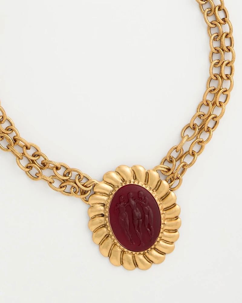 Statement Pendant Double-Strand Necklace
