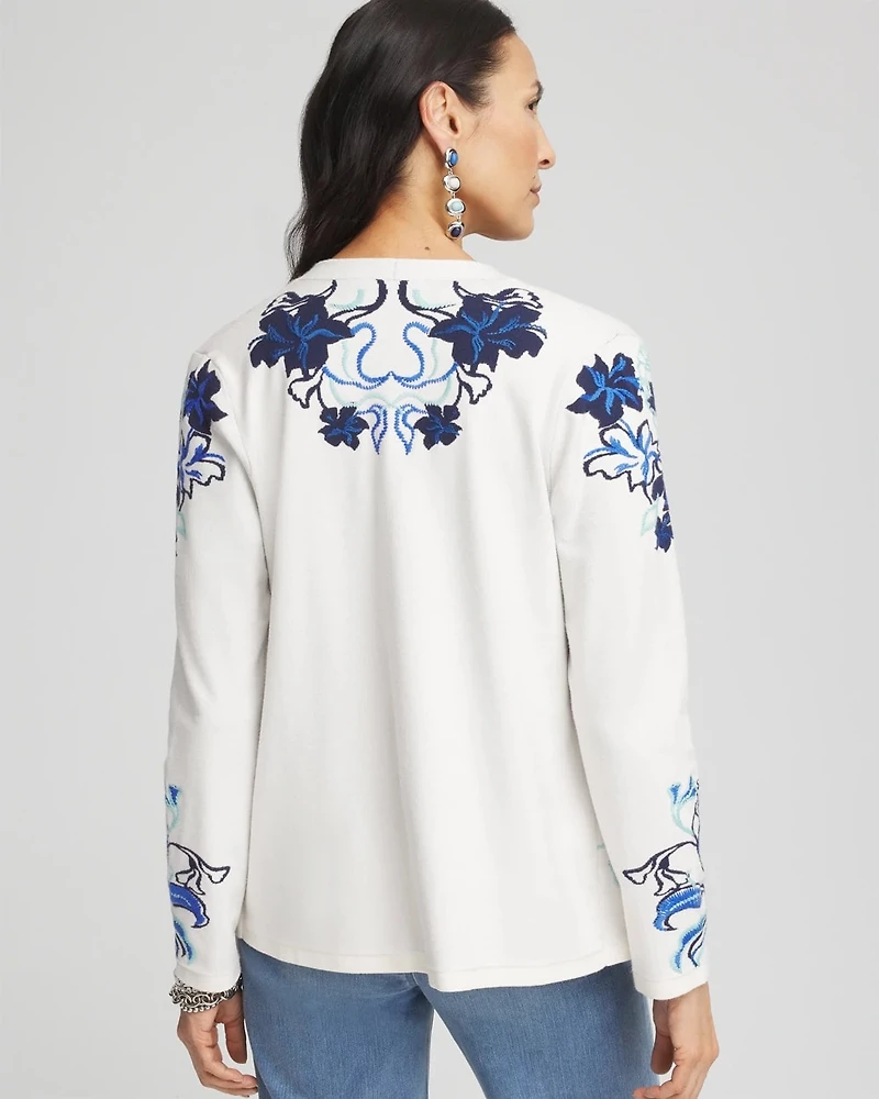 Jacquard Embroidered Cardigan