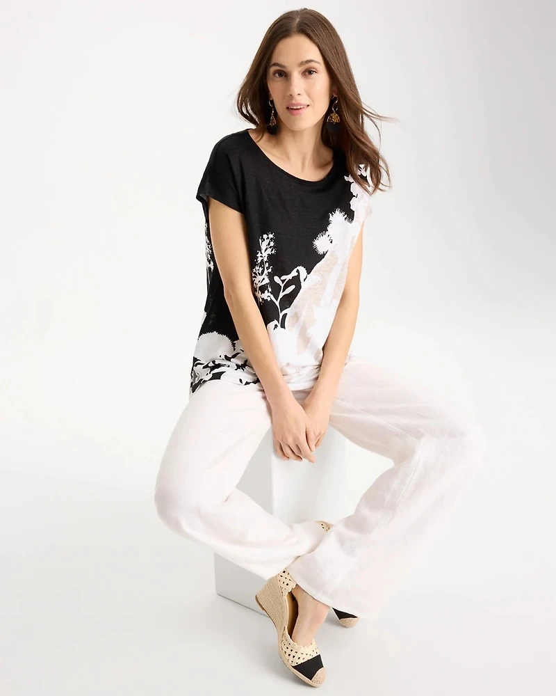 Linen Floral Seamed Tunic