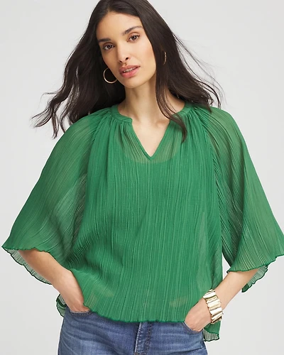 Textured Pleated Chiffon Blouse