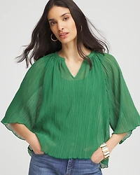 Textured Pleated Chiffon Blouse
