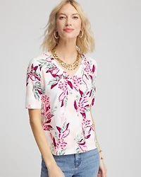 Floral Elbow-Sleeve Perfect Tee
