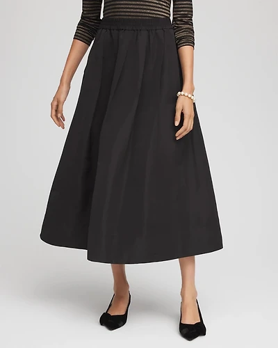 Pleated Taffeta Maxi Skirt