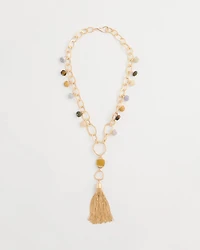 Multi-Color Beaded Tassel Pendant Necklace