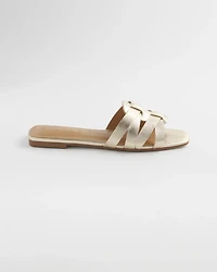 Leather Cassidy Cross-Strap Slide Shoes