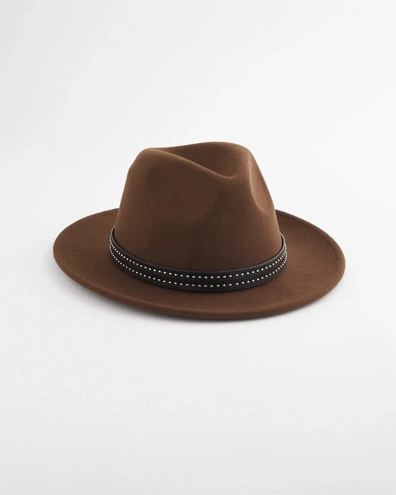 Studded Wool Felt Fedora Hat