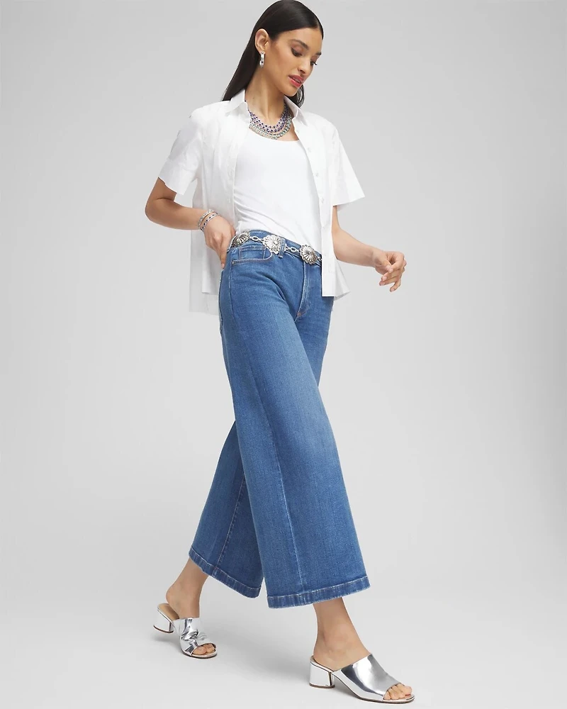 High Rise Wide Leg Cropped Denim