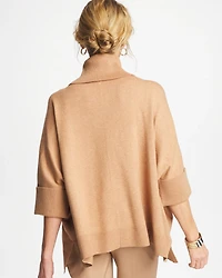 Cowlneck Knit Fringe Poncho