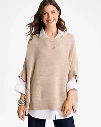 Cotton-Blend Sweater Poncho