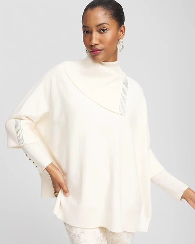Embellished Cashmere Blend Poncho