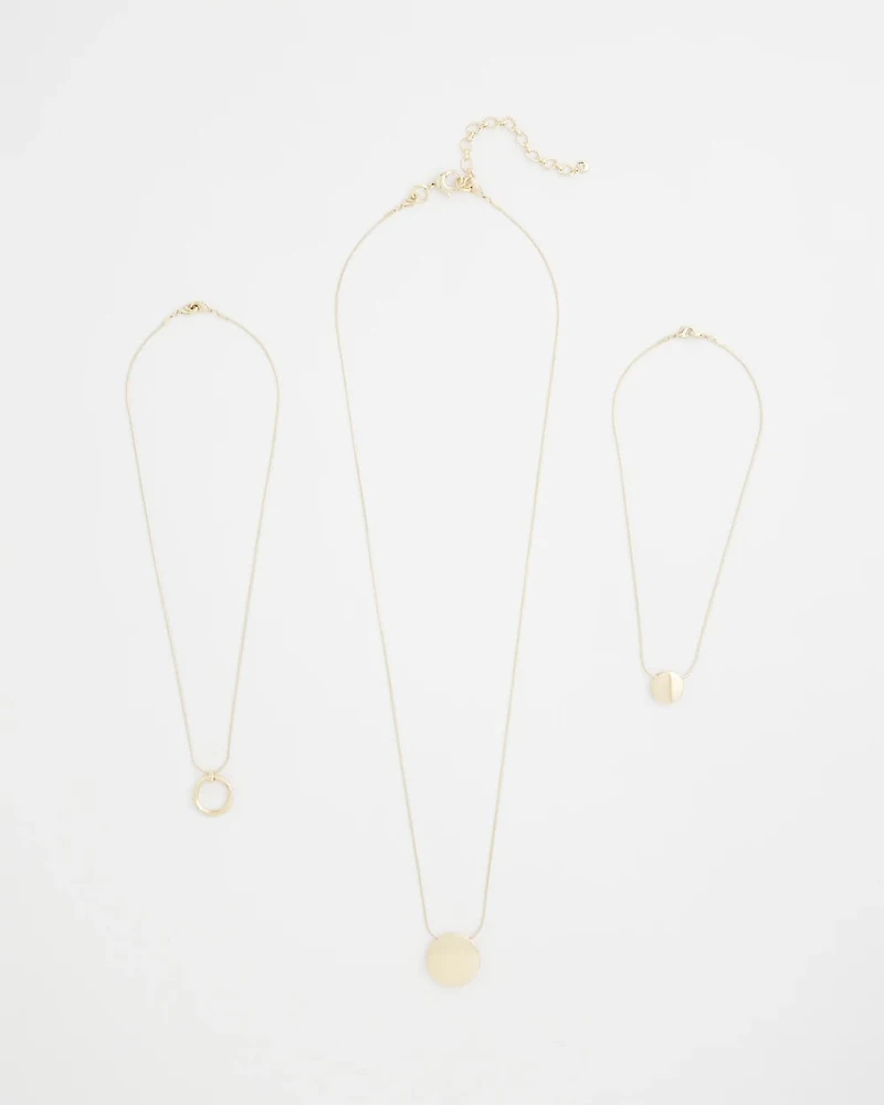 Gold Triple Pendant Necklace