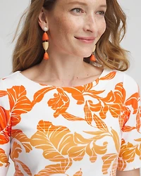 Leaf Print Bateau Neck Tee