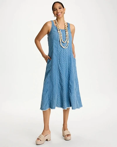 Striped Gauze Denim Dress