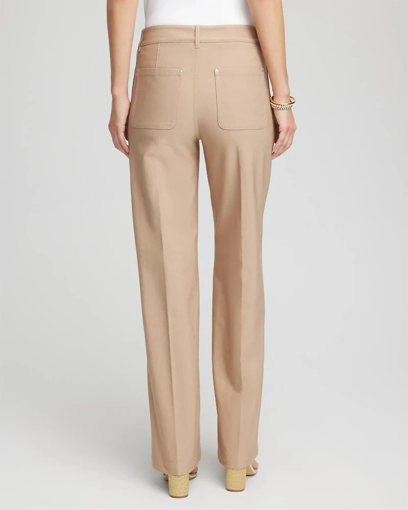 Petite Cotton Straight-Leg Trousers