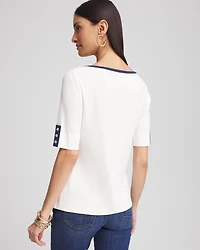 Pima Colorblock Bateau-Neck Tee