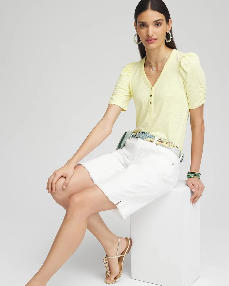 Slub Split Neck Henley Tee