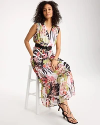 Petite Crinkle Chiffon Animal Print Dress