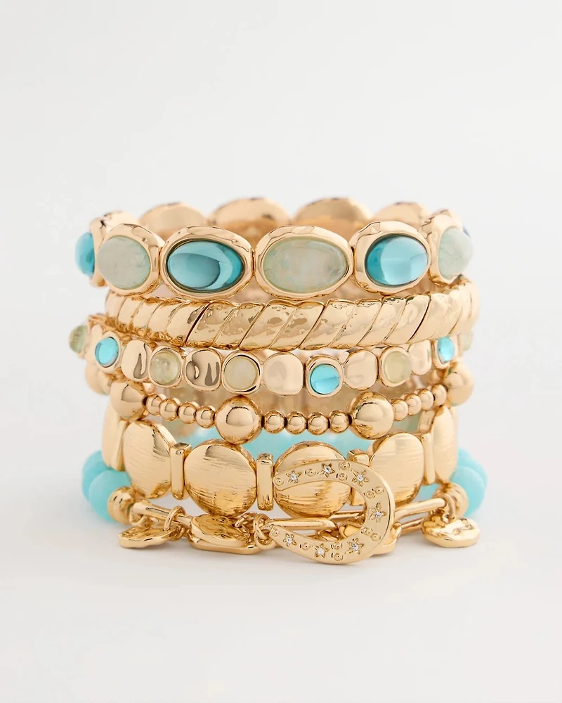 Jade Stone Link Charm Bracelet