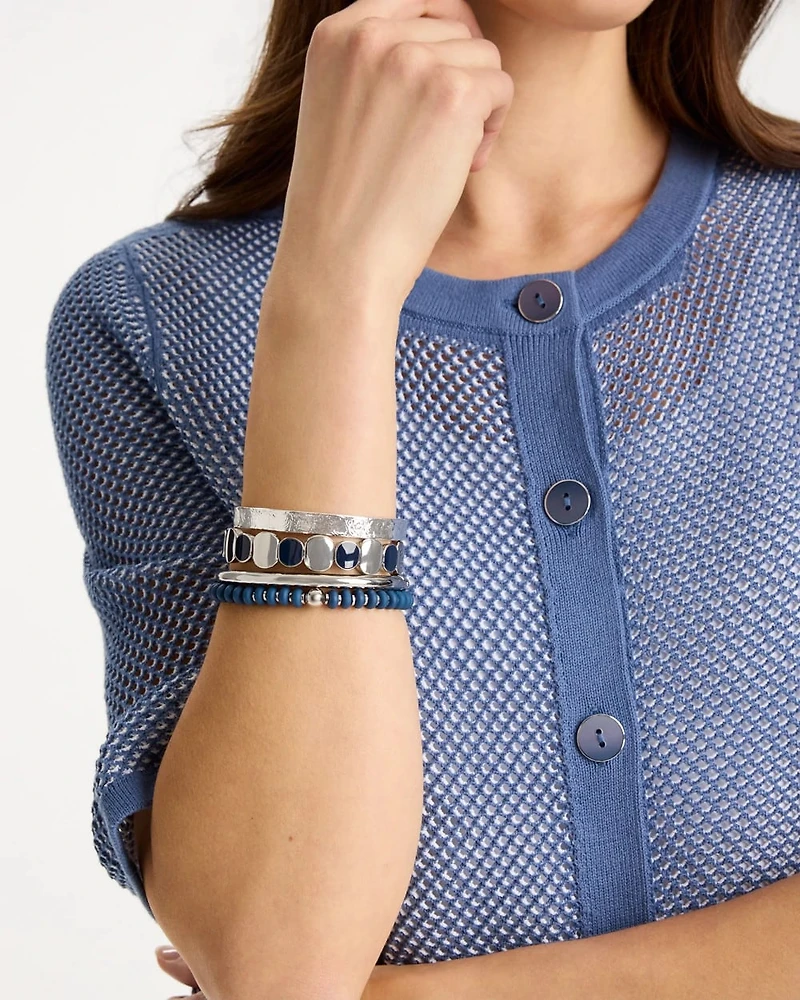 Navy Resin Glam Stretch Bracelet