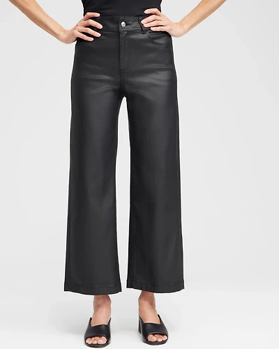 Coated Wide Leg Cropped Denim